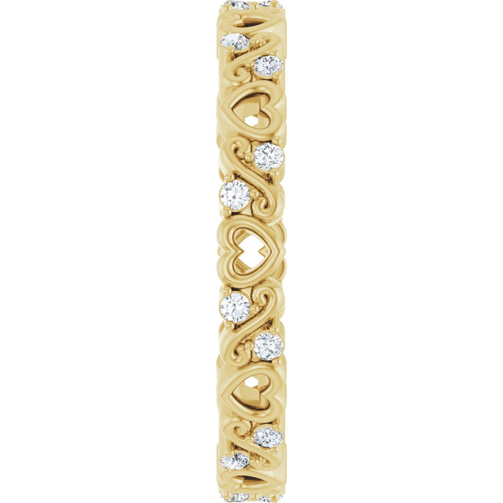 14K Yellow 1/6 CTW Natural Diamond Heart Eternity Band Size 7