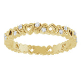 14K Yellow 1/6 CTW Natural Diamond Heart Eternity Band Size 7
