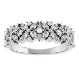 14K White 5/8 CTW Natural Diamond Floral Anniversary Band