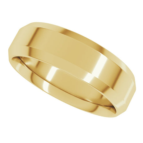 18K Yellow Gold 6 mm Beveled-Edge Comfort-Fit Flat Band Size 12