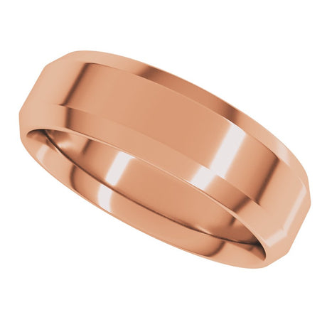 10K Rose Gold 6 mm Beveled-Edge Comfort-Fit Flat Band Size 10