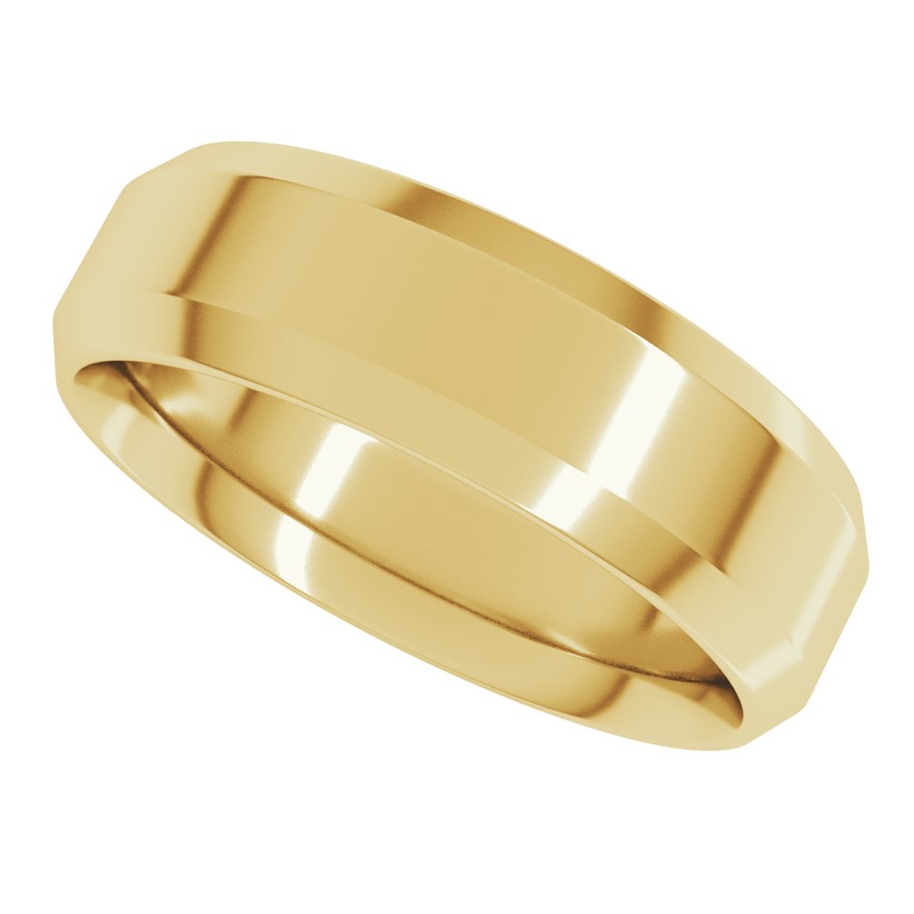 14K Yellow 6 mm Beveled-Edge Comfort-Fit Band