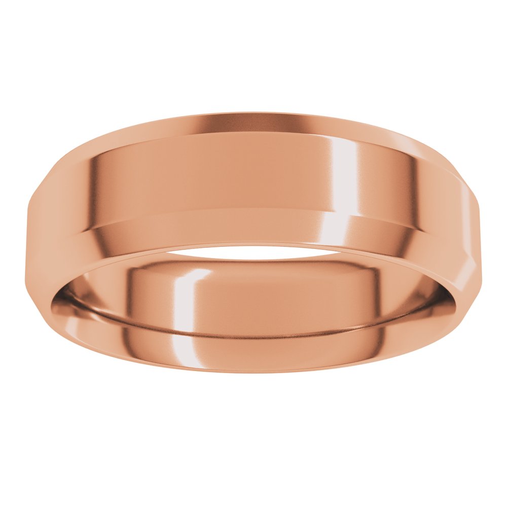 14K Rose Gold 6 mm Beveled-Edge Comfort-Fit Flat Band Size 10