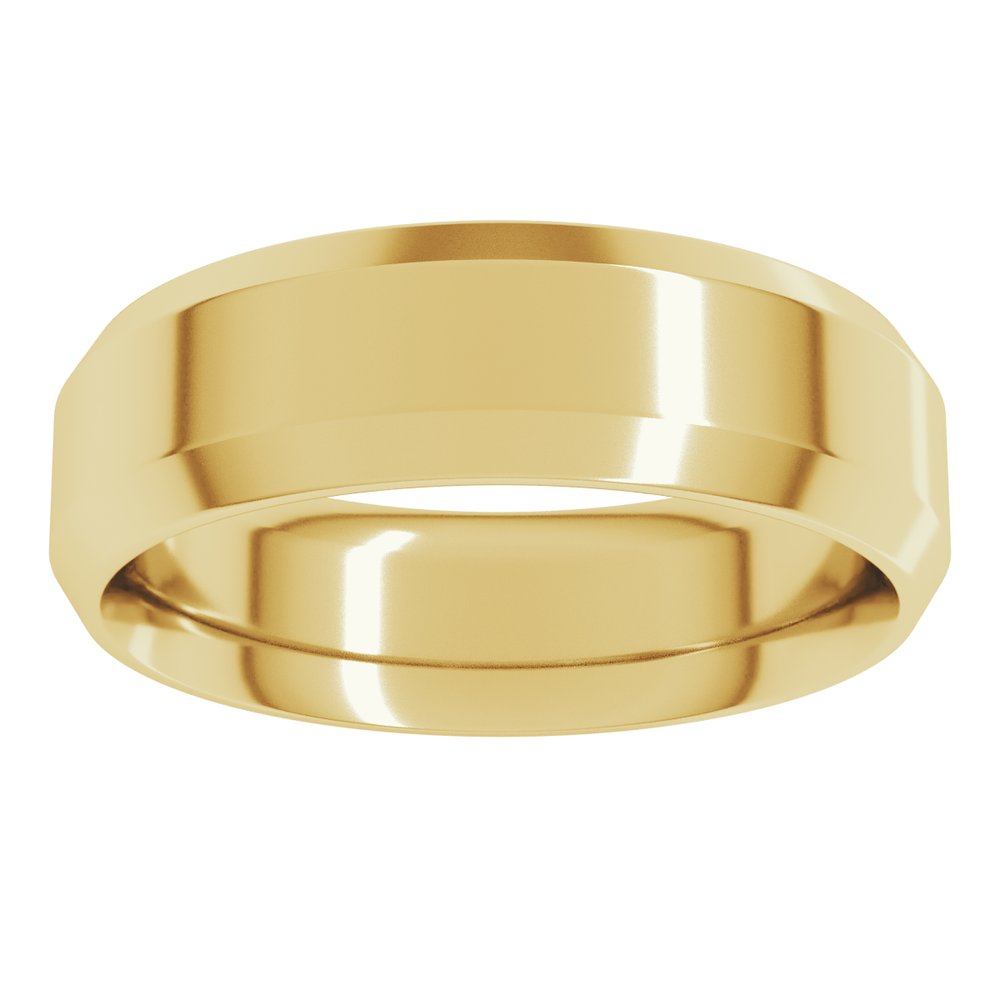 10K Yellow Gold 6 mm Beveled-Edge Comfort-Fit Flat Band Size 9
