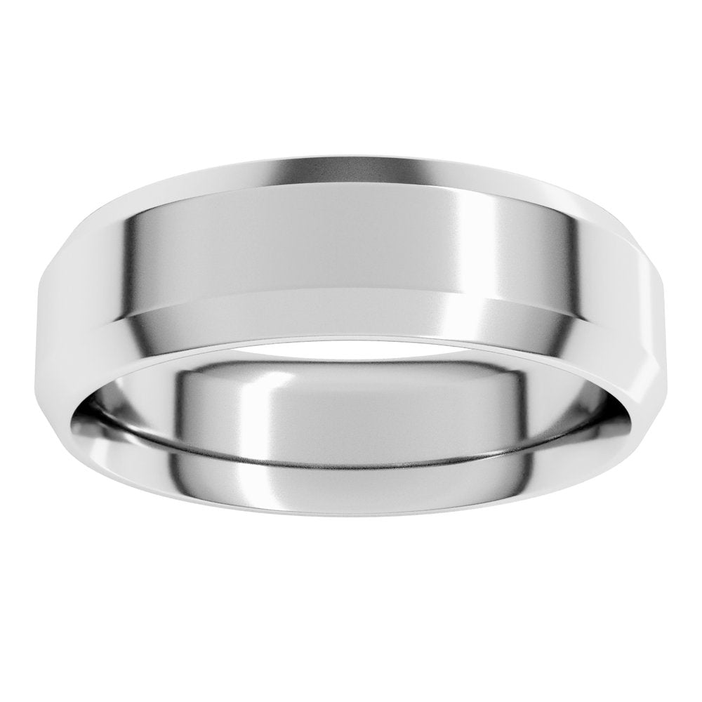 10K White Gold 6 mm Beveled-Edge Comfort-Fit Flat Band Size 8