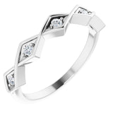 14K White 1/10 CTW Natural Diamond Geometric Anniversary Band