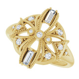 14K Yellow 1/4 CTW Natural Diamond Vintage-Inspired Ring