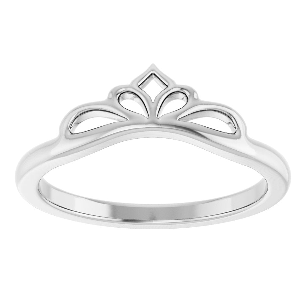 14K White Stackable Crown Ring