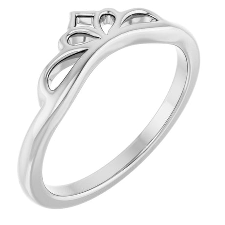 14K White Stackable Crown Ring 