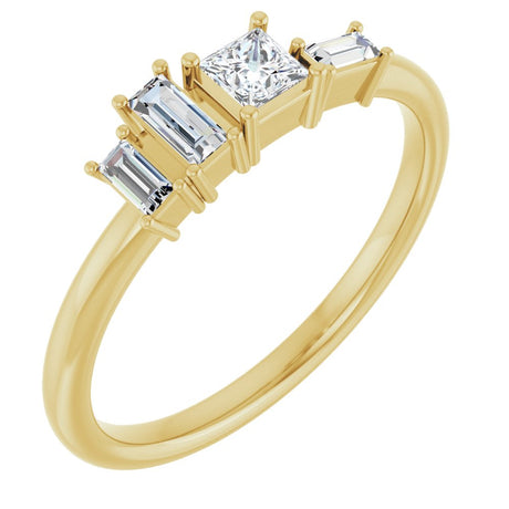 14K Yellow Gold 1/4 CTW Natural Diamond Stackable Geometric Ring