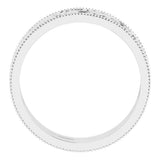 10K White Gold 6 mm Milgrain Edge Floral Flat Band Size 10