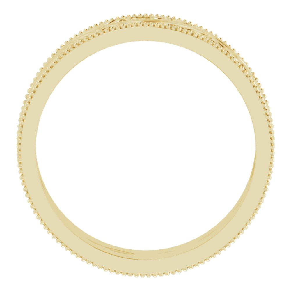 14K Yellow Gold 6 mm Milgrain Edge Floral Flat Band Size 10
