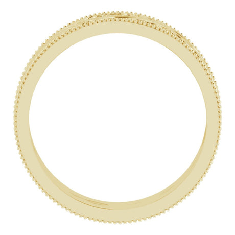 14K Yellow Gold 6 mm Milgrain Edge Floral Flat Band Size 10