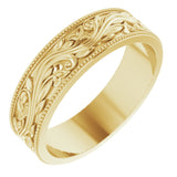 14K Yellow 6 mm Sculptural Milgrain Band Size 11.5 