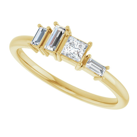 14K Yellow 1/4 CTW Natural Diamond Stackable Geometric Ring