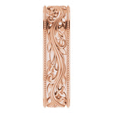 14K Rose 6 mm Milgrain Edge Floral Flat Band Size 11.5