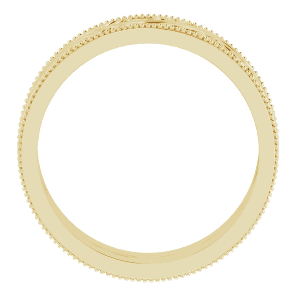 10K Yellow 6 mm Milgrain Edge Floral Flat Band Size 8.5
