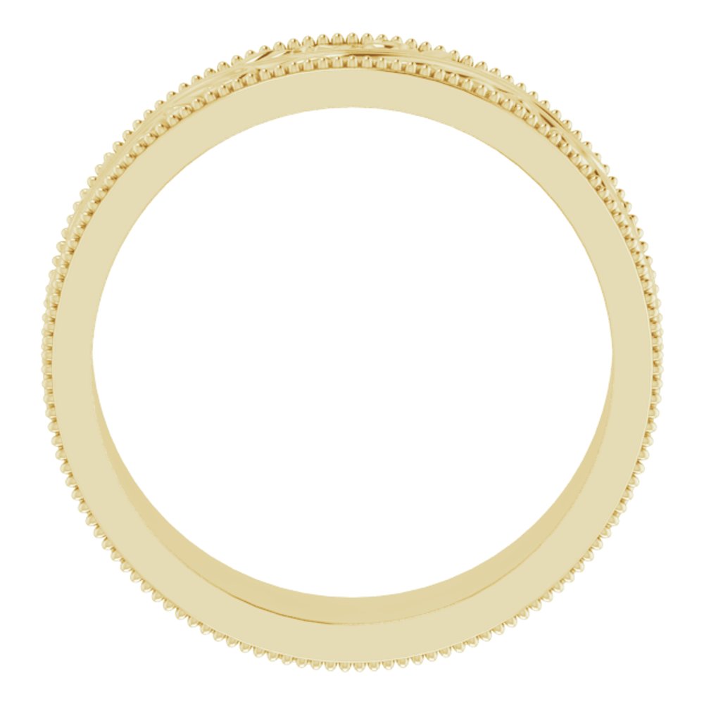 14K Yellow Gold 6 mm Milgrain Edge Floral Flat Band Size 7
