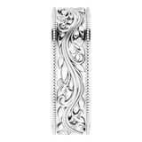 14K White Gold 6 mm Milgrain Edge Floral Flat Band Size 7.5