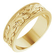 10K Yellow 6 mm Milgrain Edge Floral Flat Band Size 8.5