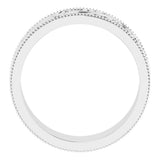14K White Gold 6 mm Milgrain Edge Floral Flat Band Size 7.5