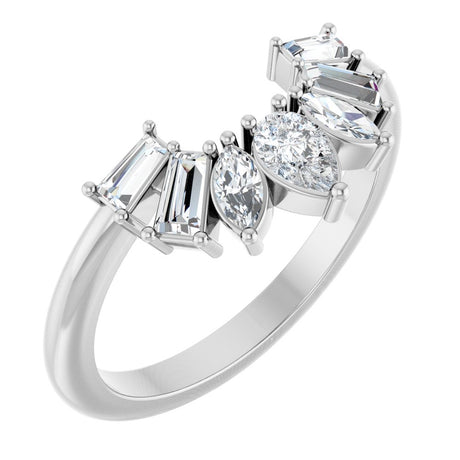 14K White Gold 1/2 CTW Natural Diamond Contour Band