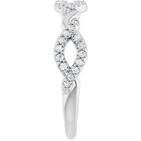 14K White Gold 1/5 CTW Natural Diamond Twisted Anniversary Band