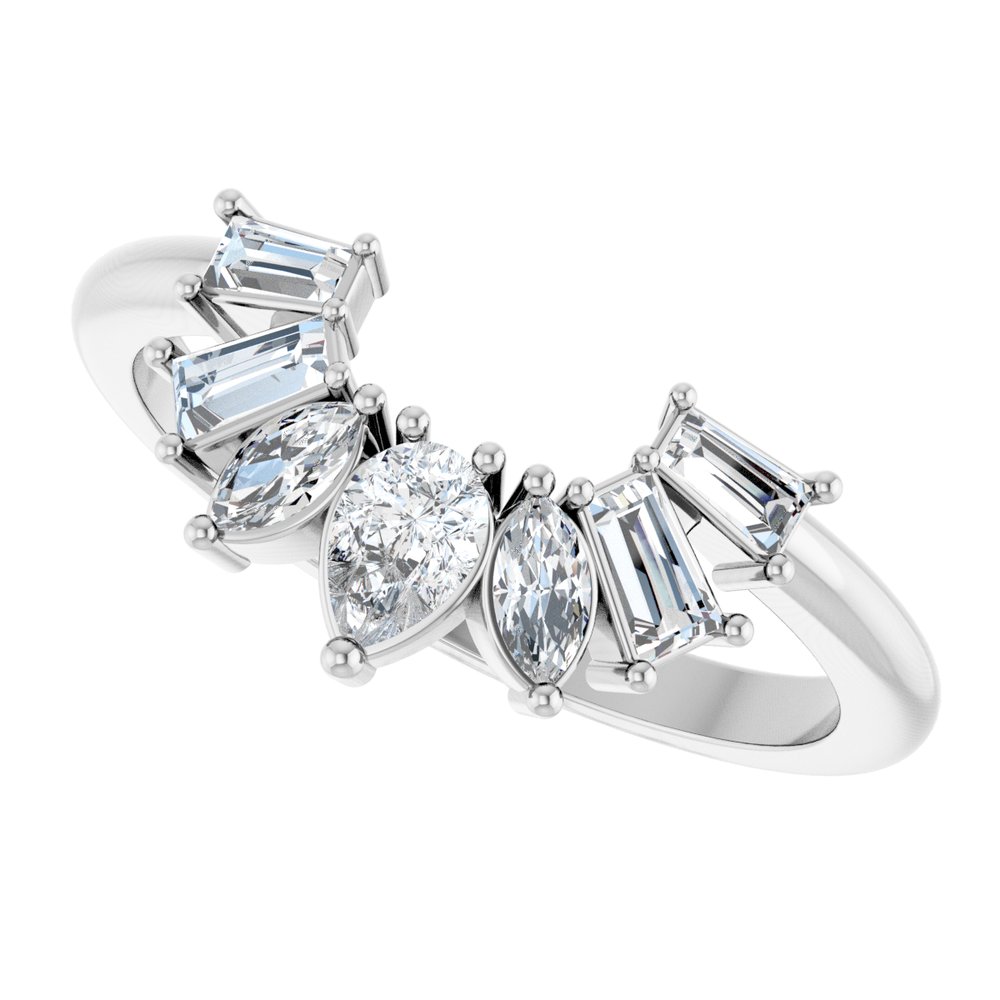 14K White 1/2 CTW Lab-Grown Diamond Contour Band