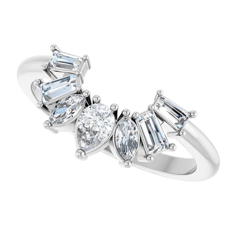 14K White Gold 1/2 CTW Natural Diamond Contour Band