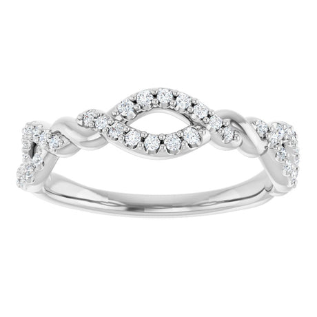 14K White Gold 1/5 CTW Natural Diamond Twisted Anniversary Band