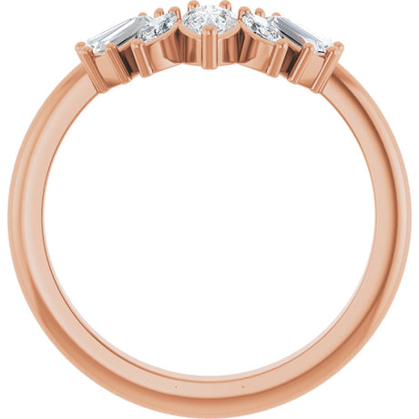 14K Rose 1/2 CTW Natural Diamond Contour Band