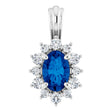 14K White Natural Blue Sapphire & 1/6 CTW Natural Diamond Pendant 