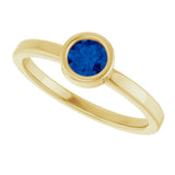 14K Yellow Gold 4.5 mm Lab-Grown Blue Sapphire Ring