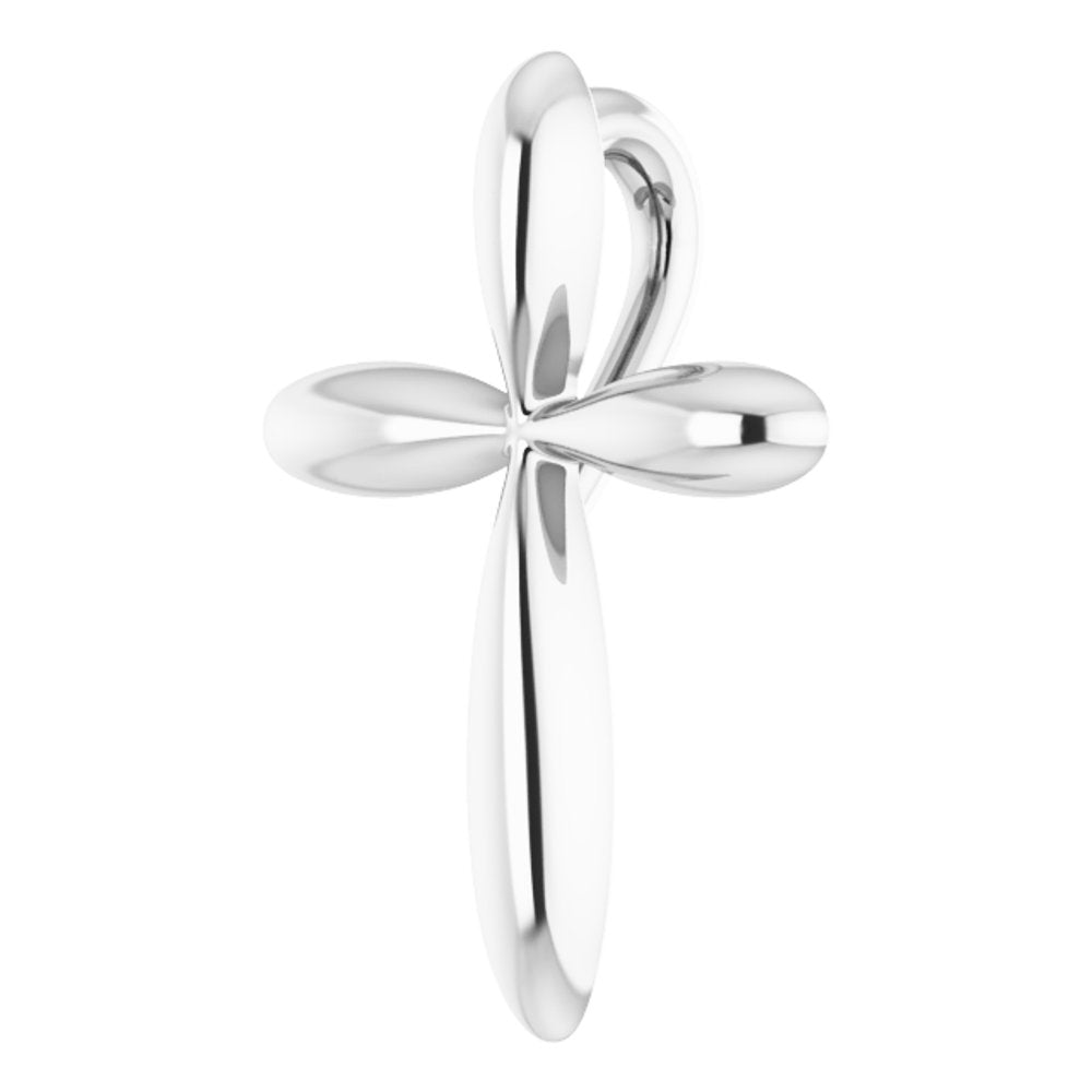 14K White 14.65x11.2 mm Cross Pendant