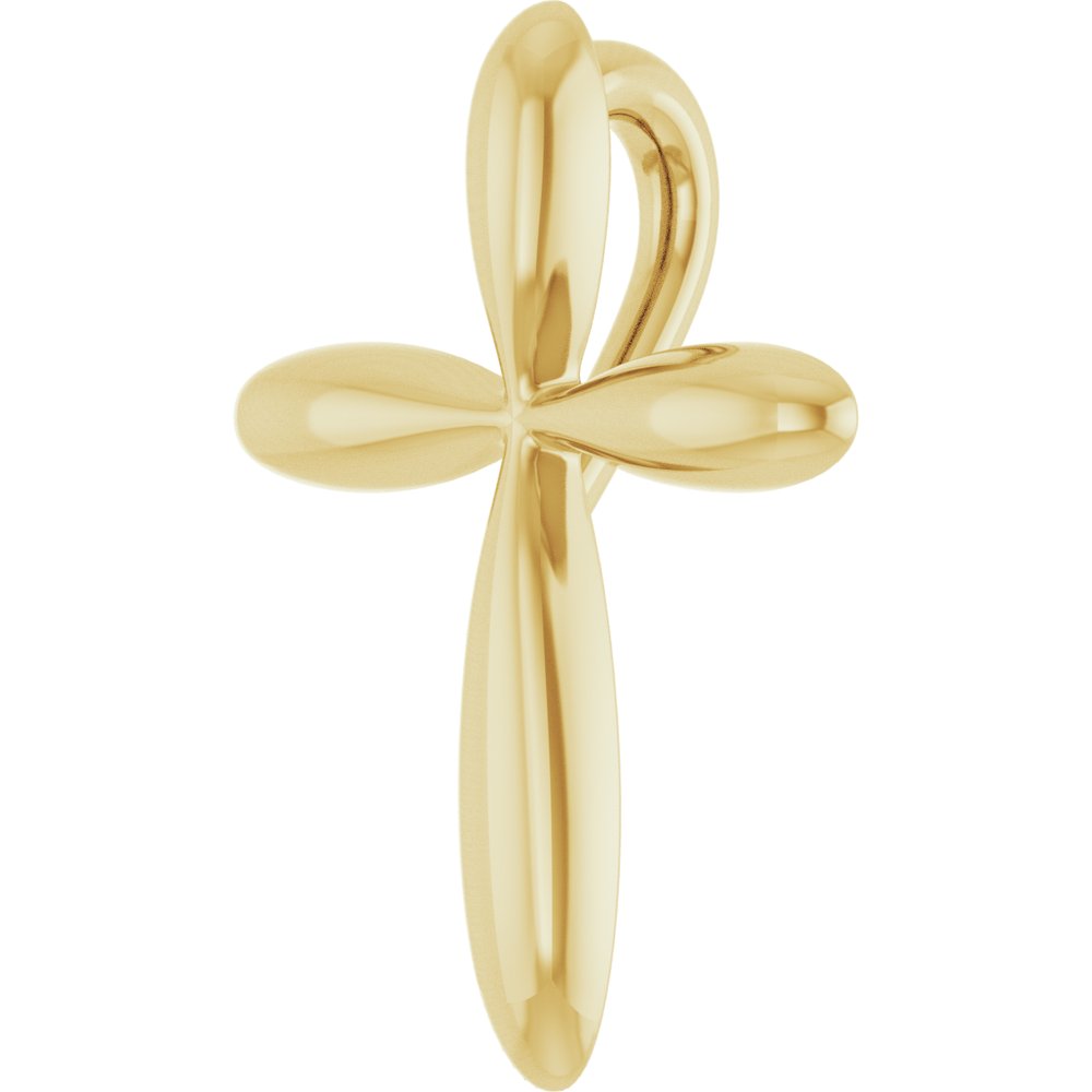 18K Yellow Gold-Plated Sterling Silver 14.65x11.2 mm Cross Pendant