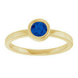 14K Yellow Gold 4.5 mm Lab-Grown Blue Sapphire Ring