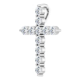 14K White 1/4 CTW Lab-Grown Diamond Cross Pendant