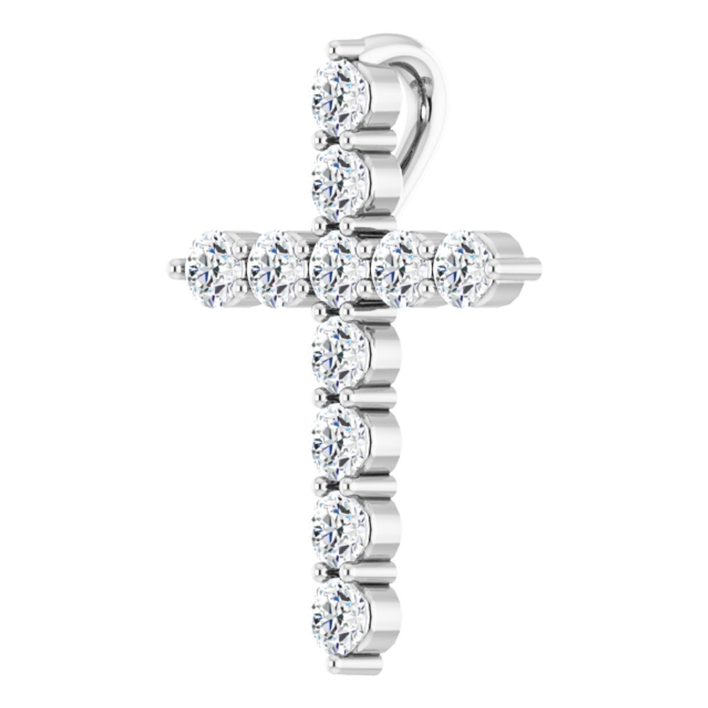 14K White 1/4 CTW Natural Diamond Cross Pendant