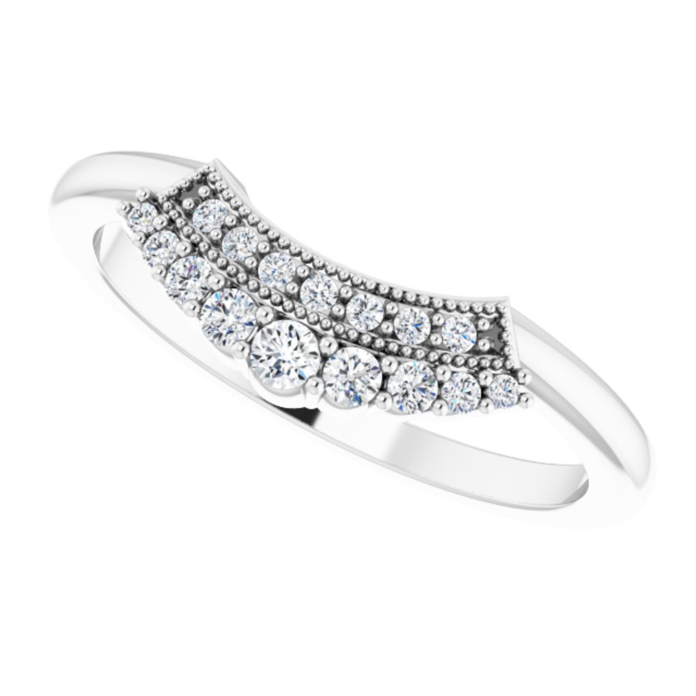 14K White 1/6 CTW Natural Diamond Contour Band