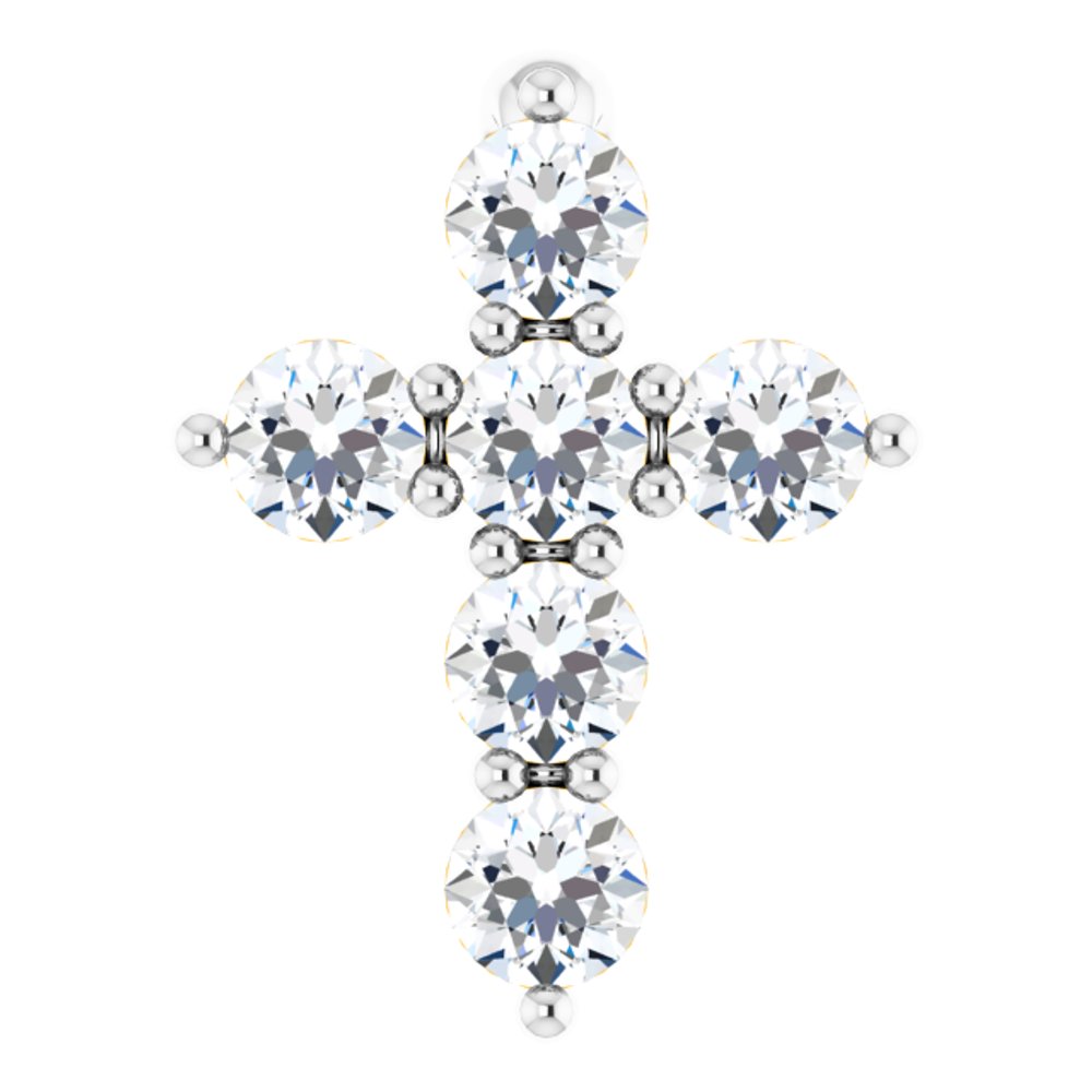 14K White 1/6 CTW Natural Diamond Cross Pendant