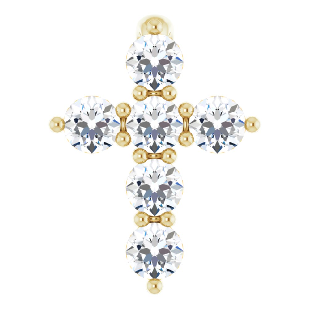 14K Yellow 1/6 CTW Lab-Grown Diamond Cross Pendant