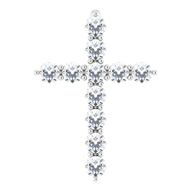 14K White 1/4 CTW Lab-Grown Diamond Cross Pendant