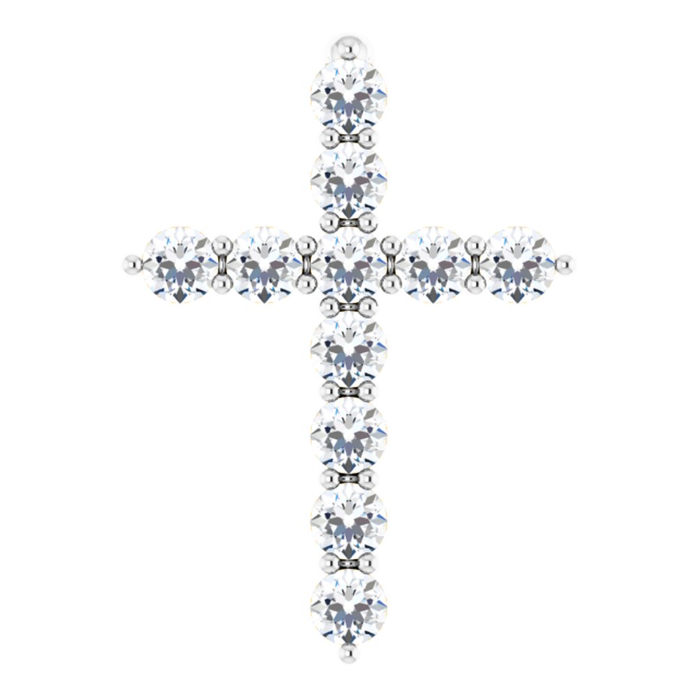 14K White 1/4 CTW Lab-Grown Diamond Cross Pendant