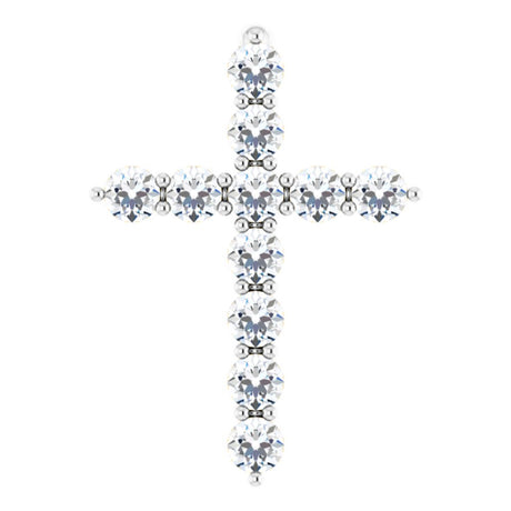 14K White 1/4 CTW Lab-Grown Diamond Cross Pendant