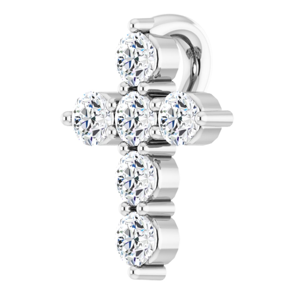 14K White 1/6 CTW Natural Diamond Cross Pendant