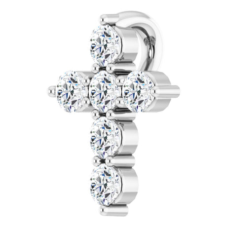 14K White Gold 1/6 CTW Natural Diamond Cross Pendant