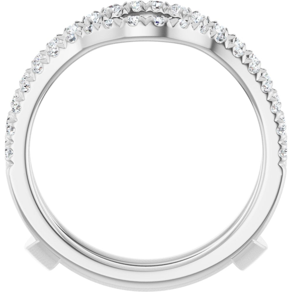 14K White Gold 1/2 CTW Diamond French-Set Ring Guard Mounting