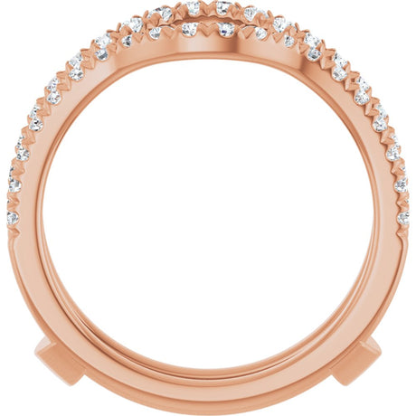 14K Rose Gold 1/2 CTW Diamond French-Set Ring Guard Mounting
