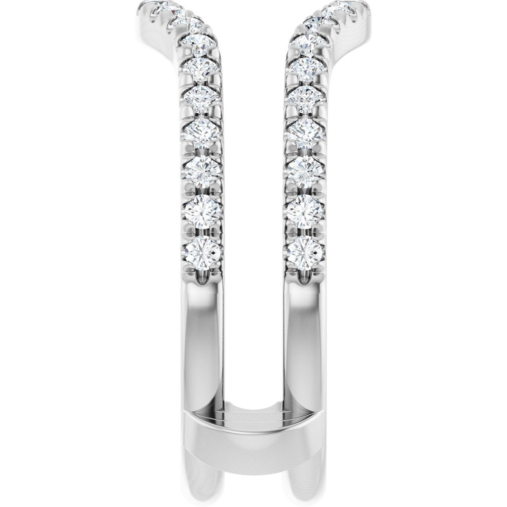 14K White Gold 1/2 CTW Diamond French-Set Ring Guard Mounting