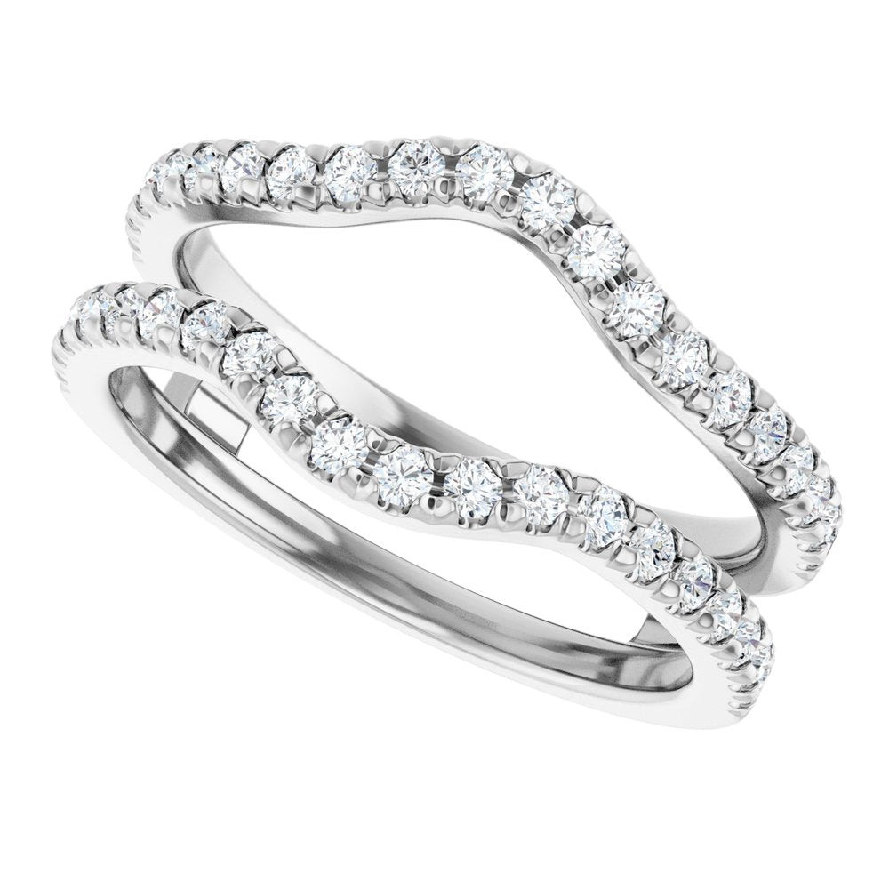 14K White Gold 1/2 CTW Diamond French-Set Ring Guard Mounting